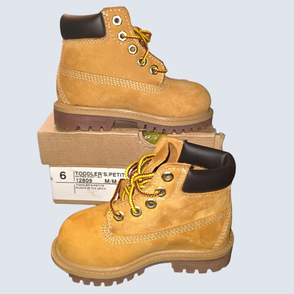 Timberland Kids  Size 6M Toddler 6" Premium Wheat Nubuck Waterproof Boots 12809